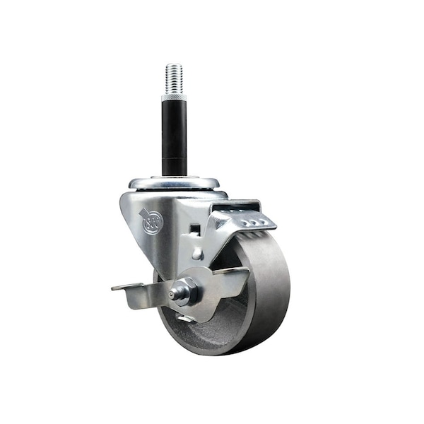 3'' Semi Steel Swivel 3/4'' Expanding Stem Caster with Brake